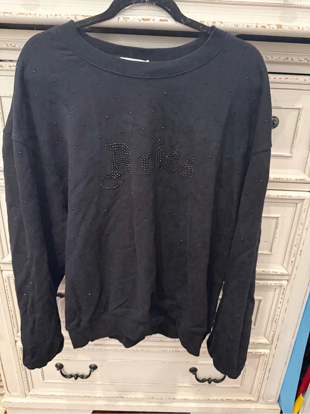 Good American “Aries” Black Embellished Women's Sweatshirt